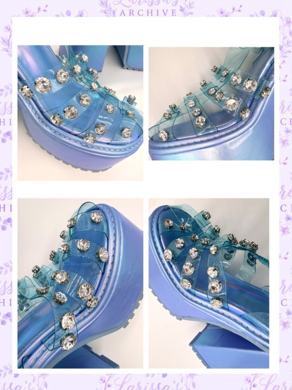 Sugar Thrillz by Dolls Kill | Self-Love Club Holographic Platform Heels | Size 7 - Picture 13 of 15